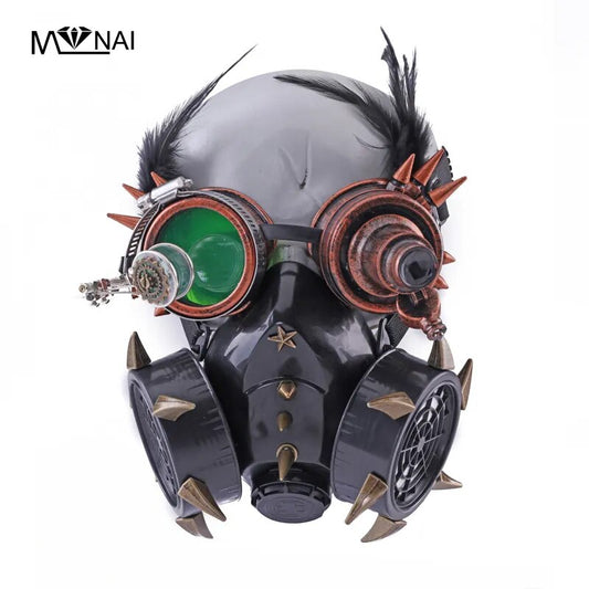 Steampunk Masks Feather Rivets Goggles