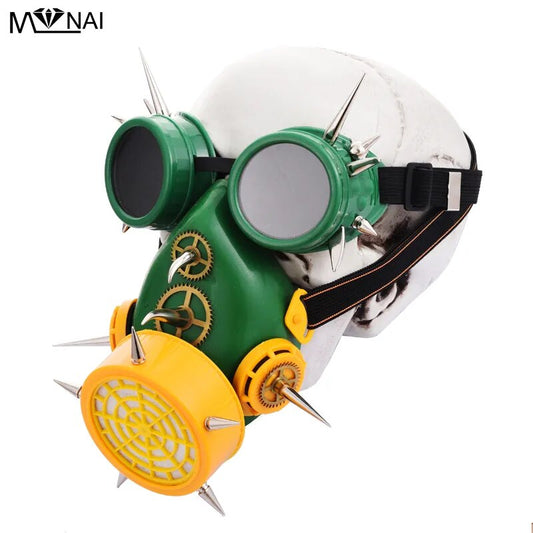 Green Steampunk Mask and Goggles