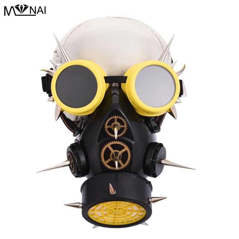 Yellow Steampunk Mask and Goggles