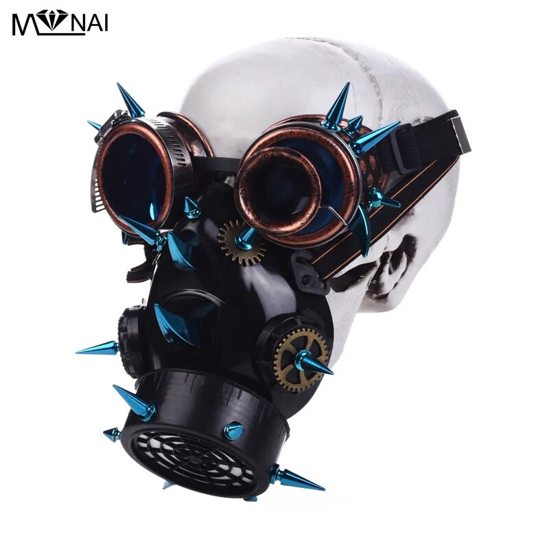 Steam Punk Long Spikes Mask with Gothic Googles