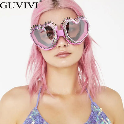 Oversized Diamond Heart Sunglasses