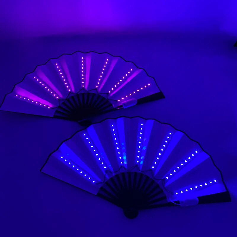 Neon Light Up Hand Fan