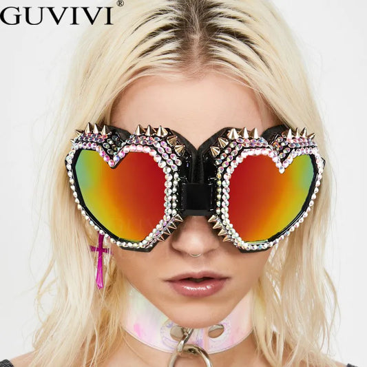 Oversized Diamond Heart Sunglasses